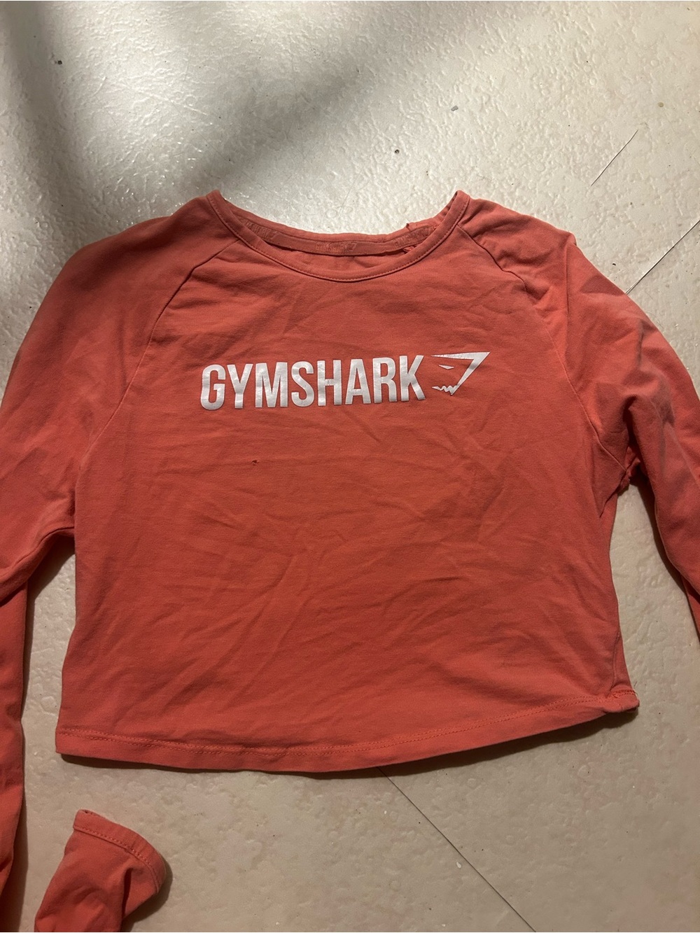 Gymshark Coral-Orange Long Sleeve Crop Sweatshirt